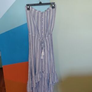Blue Island Strapless Striped Dress